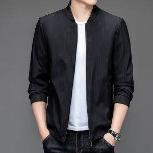 ROMON | Lomeng Mens Short Flight Jacket Baseball Collar Windproof Outerwear Fashionable Autumn Spring Dad Clothes Youth Style