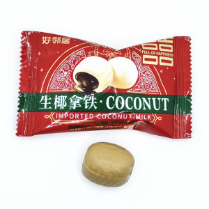Wedding Coconut Sugar Heart Shaped Hard Candy with Coconut Juice Filling Exploding Burst Iron Roast Coffee Good Neighbor Snacks