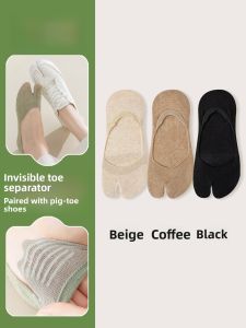 JINGCHI | Womens Summer Thin Five-Finger Boat Socks Non-Slip Invisible Slip-On Cotton Polyester Blend Breathable Moisture-Wicking Socks