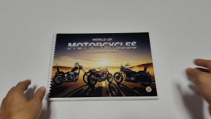 สมุดระบายสีเกรดพรีเมี่ยม ธีม " World of Motorcycles " โลกแห่งมอเตอร์ไซด์ กระดาษหนา210แกรม เล่มใหญ่สุดคุ้ม (แถมฟรี สีไม้1กล่อง)