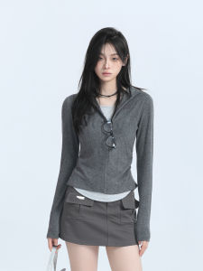 สลิมฟิต เสื้อยืดแขนยาว ผู้หญิง เสื้อเบส ไหล่แม่นยํา ดีไซน์ Sense เอว Show ฤดูใบไม้ร่วง ฝูงชนตัวเล็ก ดีไซน์ ความรู้สึก