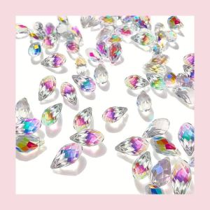 30 Chiếc Mặt Dây Chuyền Pha Lê Hình Giọt Nước 8x12mm Màu AB Hạt Kính Dùng Làm Đèn Chùm Và Trang Sức Tự Làm