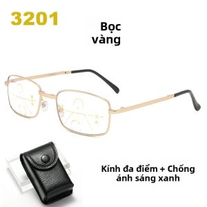 Kính Đọc Sách Đa Tiêu Cự Gấp Gọn Di Động Dành Cho Nam Và Nữ Kính Mắt Quang Học Chống Tia Xanh Có Hộp Đựng Bằng Da