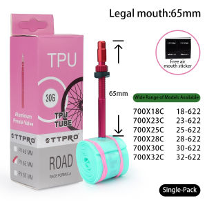 TTPRO ultralight bicycle inner tube 700 x 18 23 25 28 32 ROAD bicycle TPU tube 45 65 85mm length 28 ultralight color inner tub