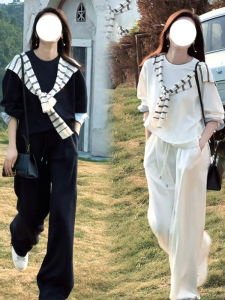 Bộ Đồ Hai Mảnh Thời Trang Giản Dị Cổ Tròn Tay Dài Quần Ống Rộng Chất Lượng Cao Cấp Cho Nữ Mùa Thu 2024