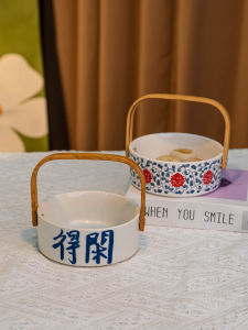 Mới Trung Quốc Ceramic Túi Đựng Trái Cây Sang Trọng Cầm Tay Ngoài Trời Bát Đựng Trái Cây Phòng Khách Bàn Trà Nhà Dùng Đồ Ăn Nhẹ