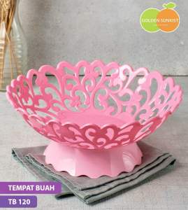 Piring tempat saji buah plastik bulat dengan kaki plastik