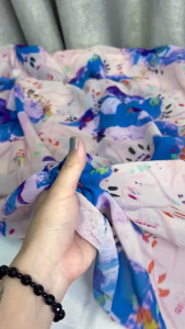 VẢI VOAN XỐP HOẠ TIẾT LOANG MÀU NỀN HỒNG NHẠT - KHỔ 1.5M - VẢI NHÀ PHẠM
