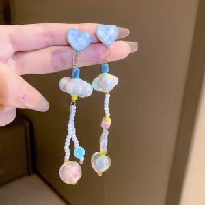 Silver Needle Geometric Chain Tassel Earrings Fashion Temperament Personalied Eardrops Light Luxury Minority Fancy Earrings for Women