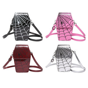 MOJOYCE Chic Gothic Coffin Crossbody Bag for Women in Black PU Leather Stylish for Night Events and Halloween
