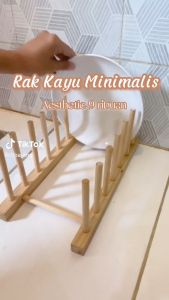Printiland Rak Piring Aesthetic Kayu Jati Belanda Minimalis