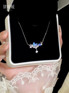 999 Pure Silver Butterfly Necklace Womens Fashion Jewelry Birthday Gift for Girlfriend Best Friend Lightweight Luxury