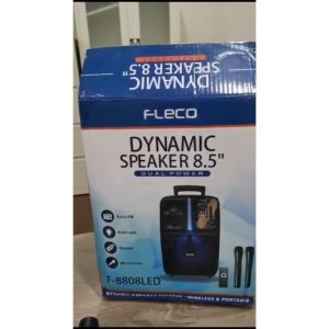 Speaker Bluetooth Fleco F-8808 LED / Speaker 85 Inch Bonus 2 Mic Wireles + Remote + Kabel Charger - Speaker Karaoke Full Bass / Speaker Bluetooth Ukuran Besar Gratis Mic Double Wireless / Salon Bluetooth Full Bass / Speaker Bluetooth Karaoke Super Bass
