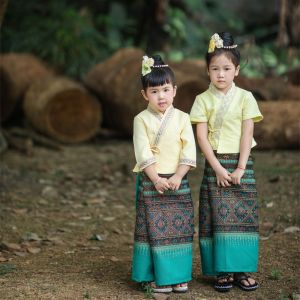 Classic Dai Style Childrens Clothing ShaBaLi Yunnan Xishuangbanna Four Seasons Minority Ethnicity Fashion Kids Performance Outfit