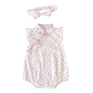 Bộ Đồ Lót Mùa Hè Cho Bé Gái Bằng Cotton 100% Phong Cách Trung Hoa Cổ Điển in Hoa Bộ Đồ Lót Cho Bé Gái Mới Biết Đi