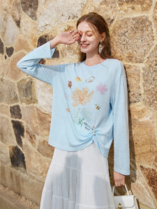 XIANGYING | Printed Loose Fitting Lightweight Linen T-shirt