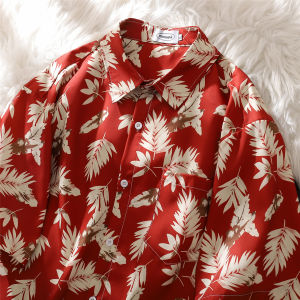 Jiaxun | Hawaiian Leaf Printed Thin Loose Casual Short Sleeve Shirt