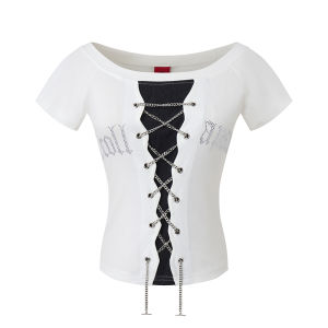 zuocisankon | Vintage Gothic Diamond Decorated T-Shirt