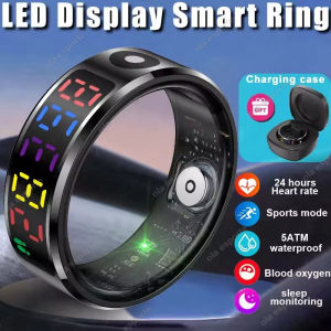 R12 Smart Ring With LED Screen Bluetooth Health Monitor Blood Oxygen Sleep Heart Rate Multi-sport Mode Waterproof IP68&5ATM ring