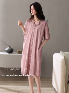 MiiOW | Pure Cotton Catwoman Summer Short Sleeve Dress Womens Loose Fit Cardigan Style Home Clothes Large Size Casual Wear