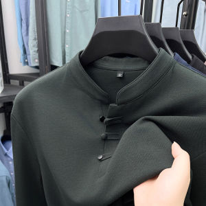 Mens Long Sleeve T-Shirt Casual Modale Hoodie Stand Collar Cotton Blend Breathable Comfortable Business Casual Style for Autumn