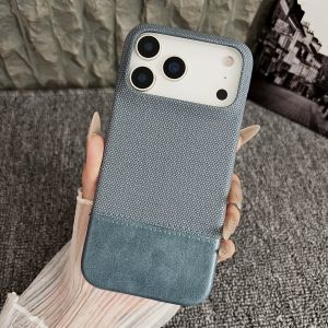 Business Splicing Leather Texture Slim Case For iPhone 17 Air 16 15 14 13 12 Pro Max Plus Fabric Matte Bumper Frameless Cover