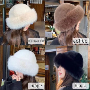 Fashion Fluffy Fur Bucket Hat For Women Plush Fisherman Hat Warm Women Winter Hat Thicken Cold Snowy Day Panama Cap Chrisma Gift