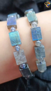 Collection Grade Old Mine Labradorite Barrel Rectangular Bracelet