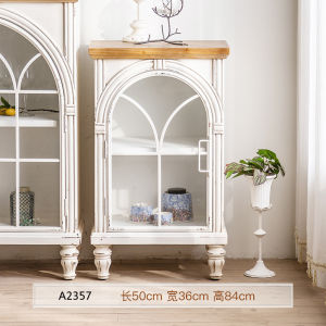 French style Retro TV Cabinet Solid Wood Floor White Bedroom Cabinet Nordic Living Room Combination TV Cabinet Small Apartment