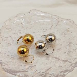 Lokaer 316L Stainless Steel Polishing Surface Ball Huggie Hoop Earrings Gold Color Fashion Party Jewelry For Women Bijoux E24126