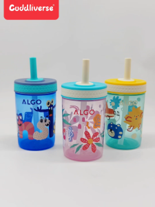 300ml/10 oz Kids Straw Cup Leak Proof Food Grade PP Silicone Spout Toddler Learning Drinking Straw Cup