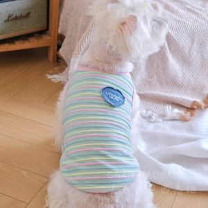 New Summer Thin Dog Vest Small Size Stripe Design Maltese Dog Shirt Two Legs Bared Vest Casual Style Pet Clothing Accessory