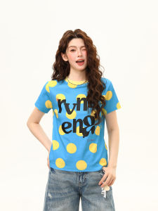 WILDAZI | American Letter Dot Printed Loose T-shirt