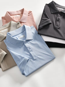 เสื้อโปโลแขนสั้นผ้าไหมน้ำแข็งสำหรับผู้ชาย ระบายอากาศได้ดี ทรงหลวม สไตล์ลำลอง ฤดูร้อน 2024 โพลีเอสเตอร์ผสมไนลอน