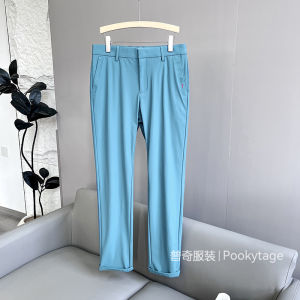 Business Casual Golf Pants for Men Ice Silk High Elastic Breathable Spring Summer Long Trousers Fashion Urban Style Pure Color
