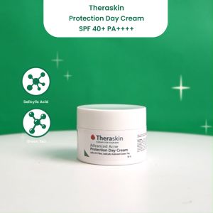 Theraskin BPOM Advanced Acne Protection Day Cream - Sunscreen SPF40+ PA++++ untuk Kulit Berjerawat dan Bruntusan dengan Green Tea Extract