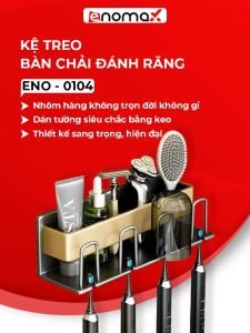 Kệ đựng bàn chải đánh răng Enomax dán tường chất liệu nhôm hàng không cao cấp chống gỉ bảo hành 10 năm ( Eno 0104 )