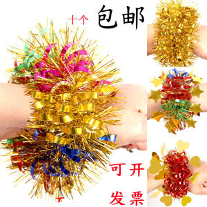 Childrens Day Kindergarten Sports Meeting Childrens Wrist Flower Dance Performance Square Dance Bell Bracelet Flower Rubber Hand with Flower Style