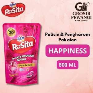 BRM Rosita Pelicin dan Pewangi Pakaian Refill 800ml Varian Pink Happiness - Pewangi Mawar Laundry Berkah Rosita Mandiri - Parfum Laundry Awet Tahan Lama