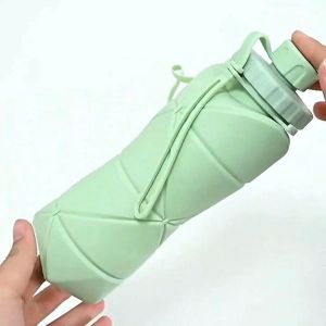 600ml Collapsible Silicone Water Bottle Portable Folding Water Cup Leak Proof Reusable Lightweight For Outdoor Sport Travel