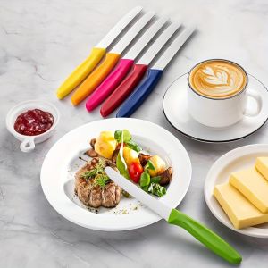 Sawtooth steak knife stainless steel steak knife plastic handle bread knife dessert knife jam spatula Western steak knife.