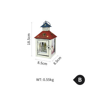 European-Style Retro Christmas Iron Glass Candlestick Portable Storm Lantern Candle Windproof Lantern Home Decoration Ornaments