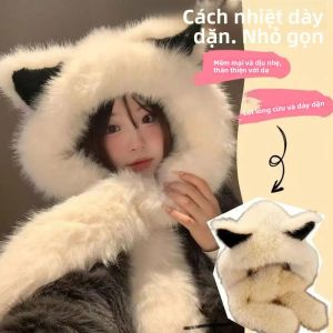 Mũ Len Mùa Đông Nữ Có Tai Cáo Lông Mềm Kèm Khăn Quàng Cổ Mũ Beanie Độc Đáo Mũ Tai Thỏ Mềm Mại Chống Gió Dành Cho Phụ Nữ Trưởng Thành