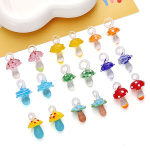 เครื่องประดับลูกปัดจี้รูปเห็ดเคลือบสีสันสดใส1ชิ้น15X26มม. สำหรับกำไล DIY พวงกุญแจโทรศัพท์เครื่องประดับงานฝีมือ