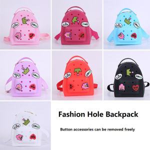 Candy color jelly shoulder bag for girls travel bag casual shopping bag creative childrens backpack hole hole cartoon DIY s