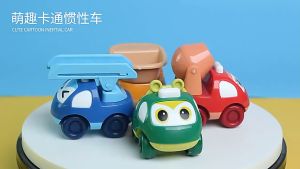 Bộ 4 chiếc xe ô tô quán tính hoạt hình mô tả xe công trình xe kỹ thuật xe thang xe cứu hộ đẹp và dễ thương chạy cót
