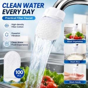 Faucet Filter Cotton Thickened Anti-splash Faucet Water Filter with Sediment Barrier Bathroom Kitchen Faucet Sink Filters Water Purifying Filters 100PCS