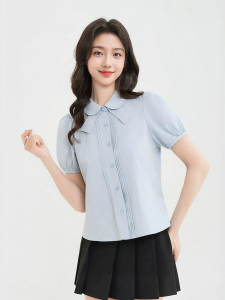 SANFU | New Summer Pleated Design Peter Pan Collar Shirt