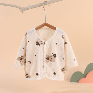 Korean Style Baby Girl Summer Clothes Thin Cotton Gauze Open Cardigan Home Clothes Newborn Babies Soft Breathable Comfortable