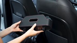 ที่วางถ้วยพนักพิงศีรษะรถยนต์สำหรับเบาะหลังกล่องเก็บเบาะหลังรถยนต์พร้อมที่วางเนื้อเยื่อที่วางรถโทรศัพท์มือถือรถเบ็ดรถมัลติฟังก์ชั่น - ที่วางถ้วยเบาะหลังสำหรับรถยนต์เดินทาง